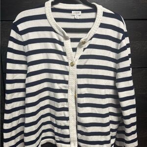 J. Crew Women's Navy and White Striped Cardigan
